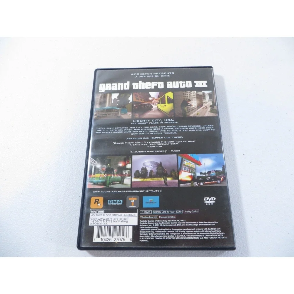 Grand Theft‎ Auto III 3 Sony Playstation 2 PS2 2003 NO MANUAL TESTED WORKING